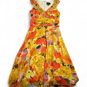 Scarlett Women’s 6 Floral Dress Bright Fit Flare Ruffle Formal Party Dress